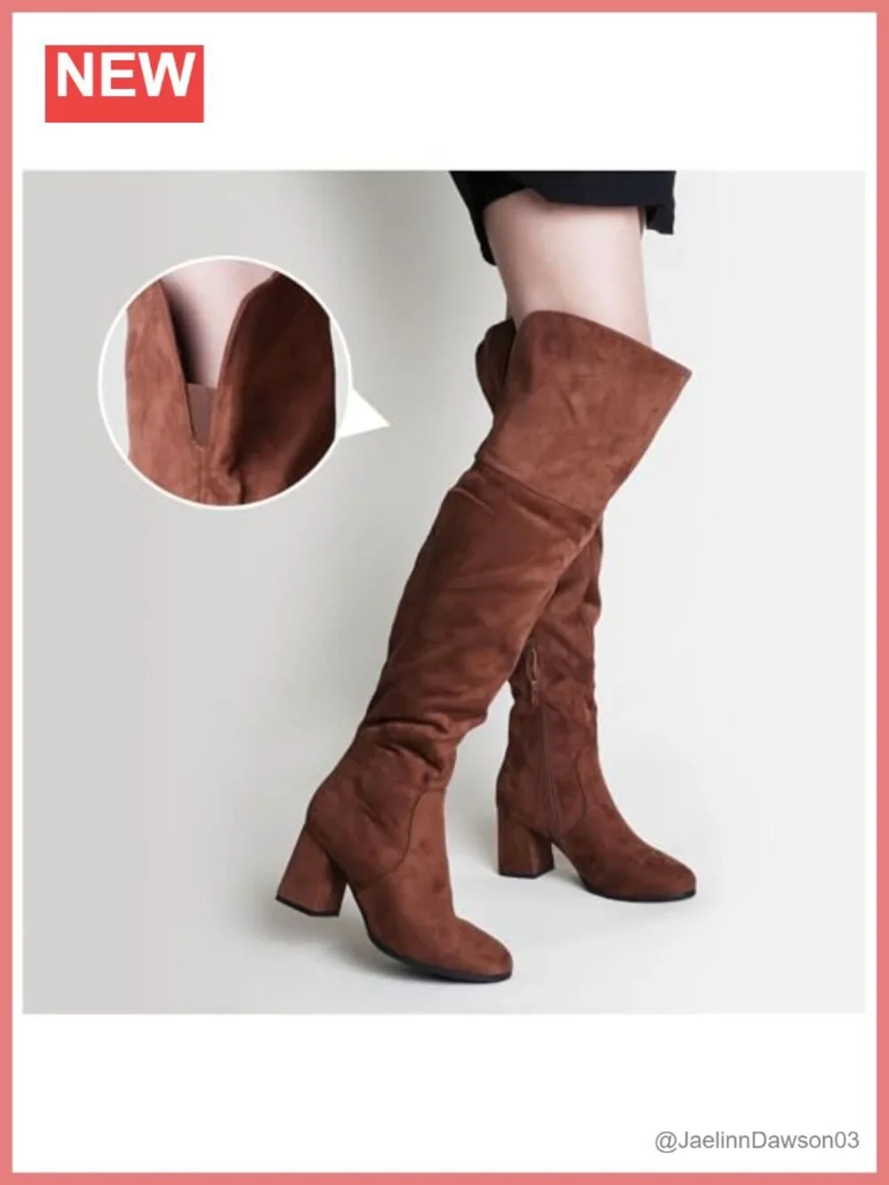 Over the Knee Boots, Vegan Suede, 2-Inch Block Heel, Zip Closure, Faux Leather